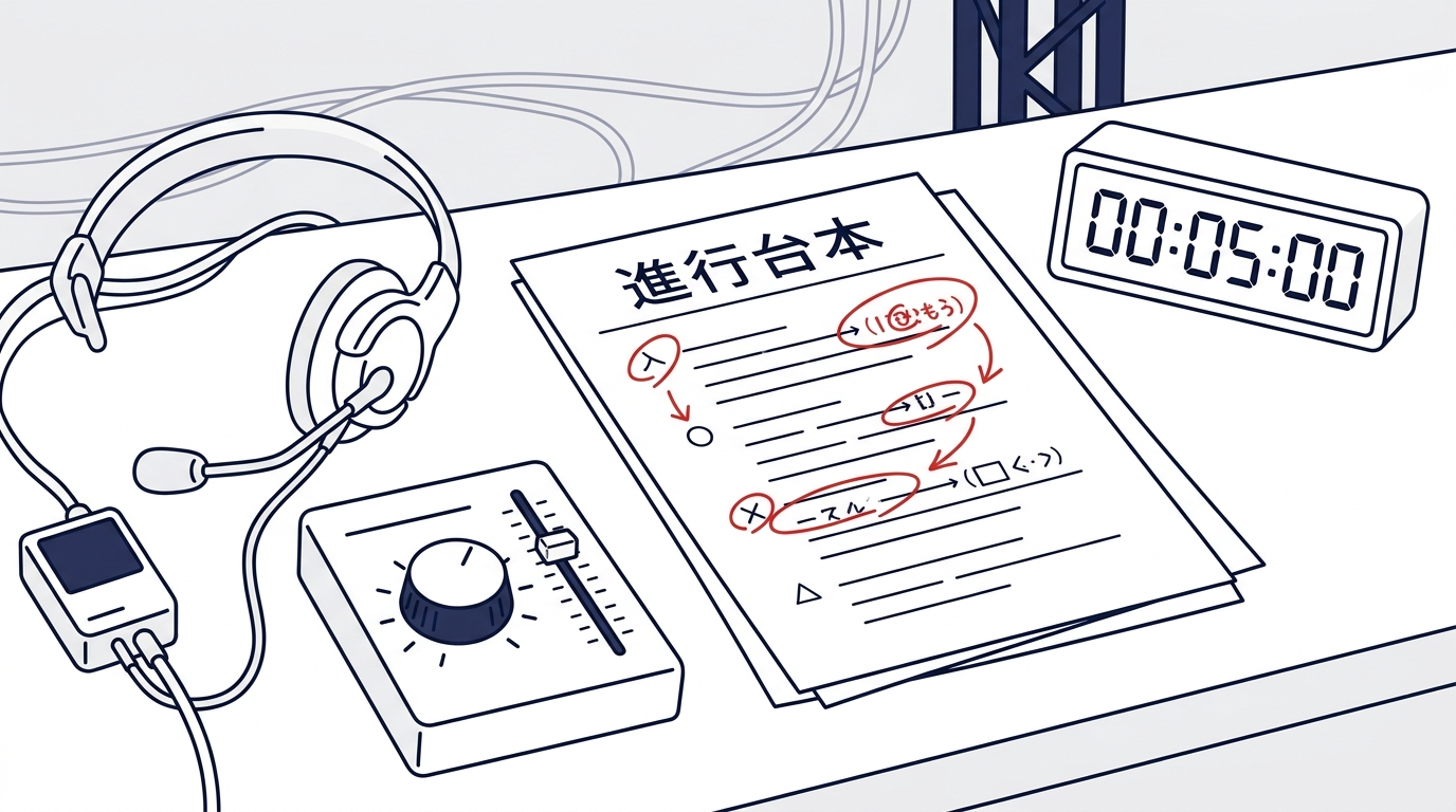 開演直前の変更に焦る進行台本と音響オペレーション